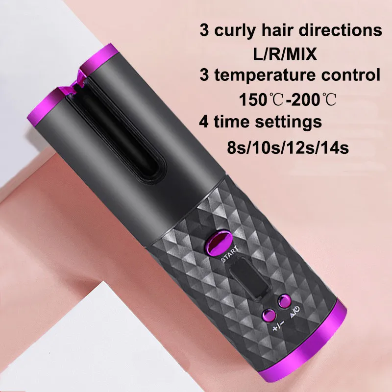 Irons ładowalne bezprzewodowe rurler do włosów automatyczny do włosów Curling Iron House Hair Hair Curler Flat Iron Portable Women Curls Fals Narzędzie