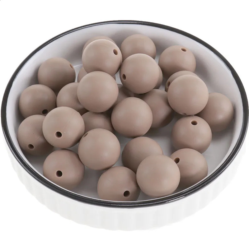 15mm perles rondes en silicone bébé accessoires de dentition sans BPA articles nés dentition couleur collier sucette chaîne QHBC 240308