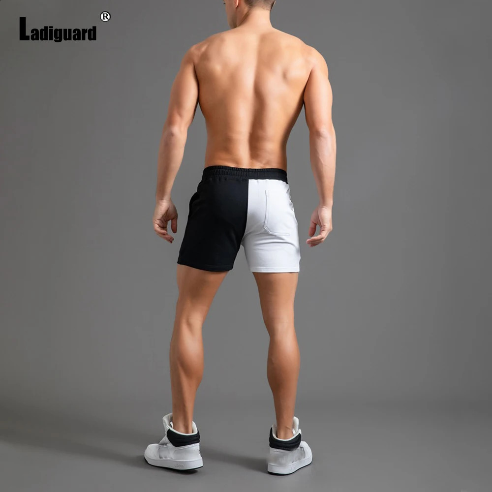 Ladiguard Men Casual Skinny Beach Shorts Homme Patchwork Shorts Plus Size Male Drawstring Short Pants Sexy Mens Clothing 240311