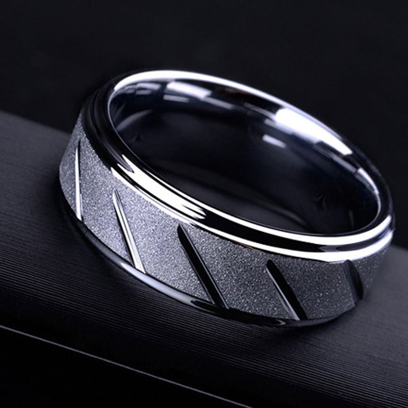 Fashion jewelry 8mm Wide Silver Plated Stainless Steel biker Middle Finger Frosted love ring designer for men