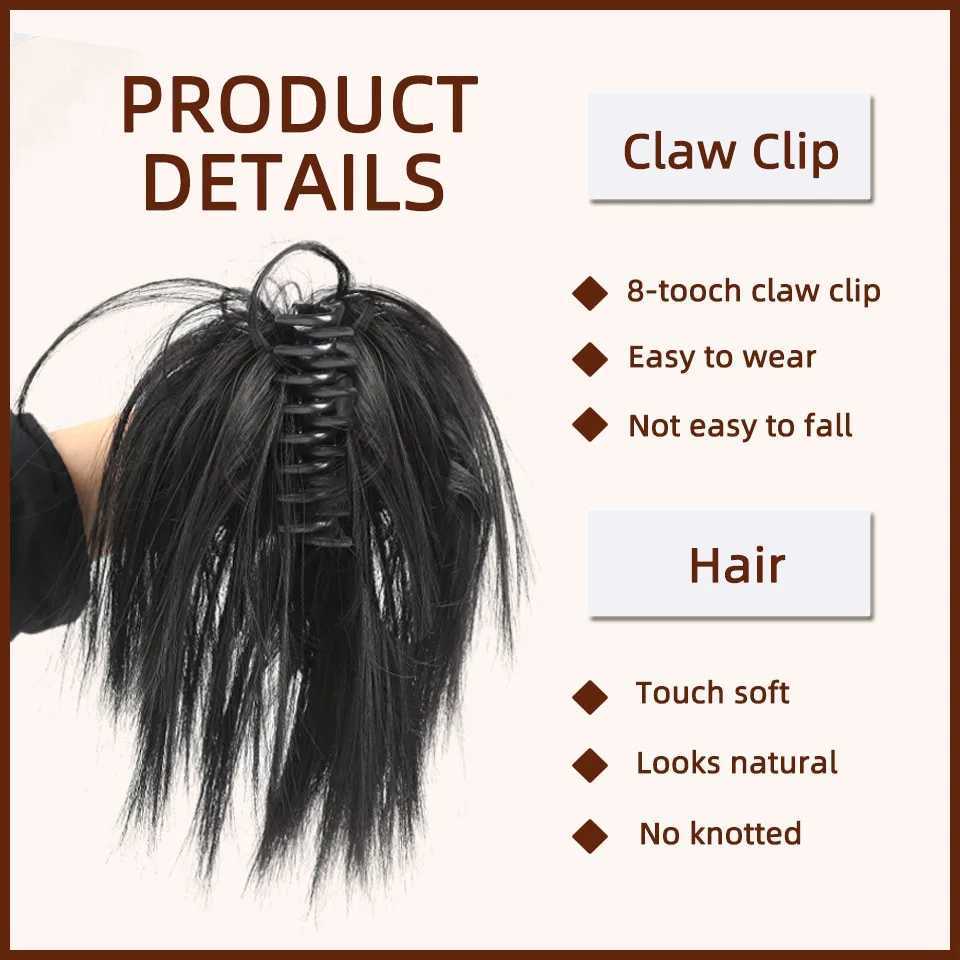 Synthetic Wigs LUPU Synthetic Hair Bun Claw Chignon Messy Curly Hair Band Elastic Scrunchy False Hair Pieces For Women Clip in Hair 240329