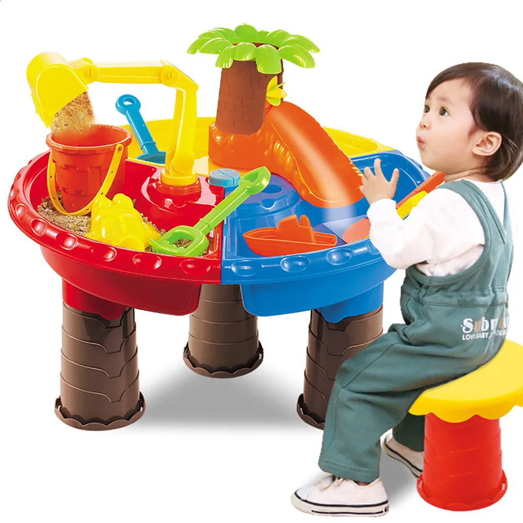 Sand Water Table Outdoor Garden Sandbox Set Play Kids Summer Beach Toy Game Interactive 240304