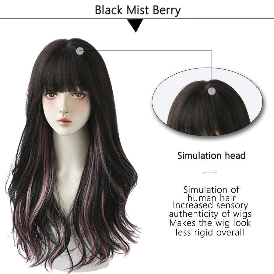 Synthetic Wigs 7JHH WIGS Long Wavy Curly Black Blonde Wig for Women Natural Highlight Synthetic Blend Wigs with Bangs Heat Resistant Hair Wig 240328 240327
