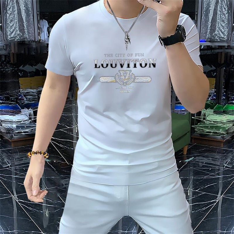 2024 New Style Summer Designer T-shirt Casual Men Women T shirt with Letter Hot Drill short sleeve top for sale luxury Mens hip hop clothing Size M-5XL