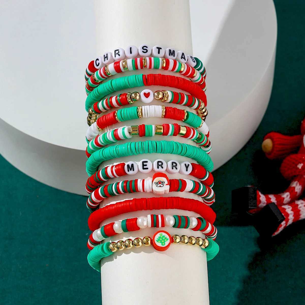 Łańcuchowe świąteczne 12-częściowy zestaw z wieloma stylami ręcznie tkanych miękkich glinianych wysokiej klasy bransolek walentynkowy24