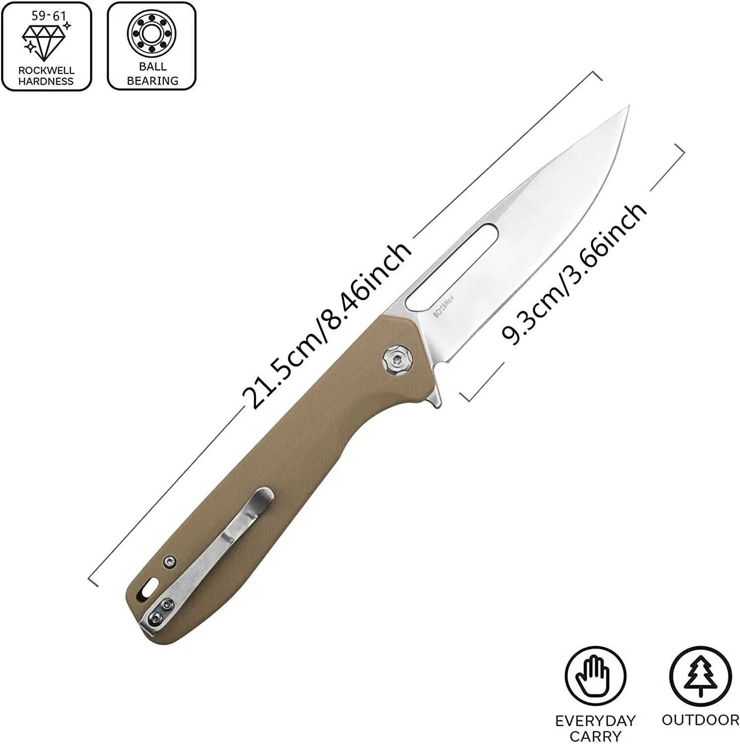 Taktiska knivar Sitivien ST801 Folding Knife8Cr18Mov Steel Blade G10 Handle Pocket Knife EDC Tool Knife for Working Outdoor Survival Campingl2403