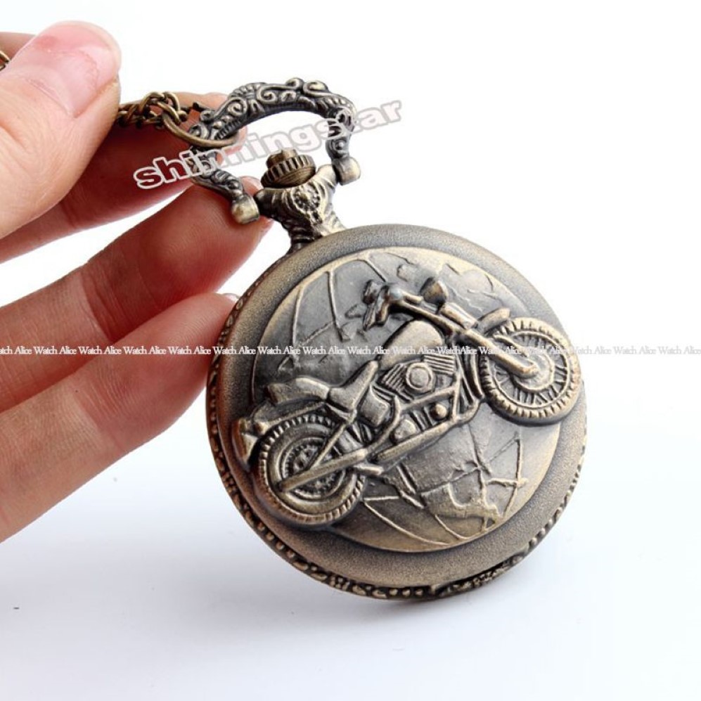 Бронзовые карманные часы для мотоцикла, ожерелье, подвеска-цепочка, винтажные мотоциклетные МОТО, кварцевые карманные часы, подарки унисекс, Relogio De Bolso1303j