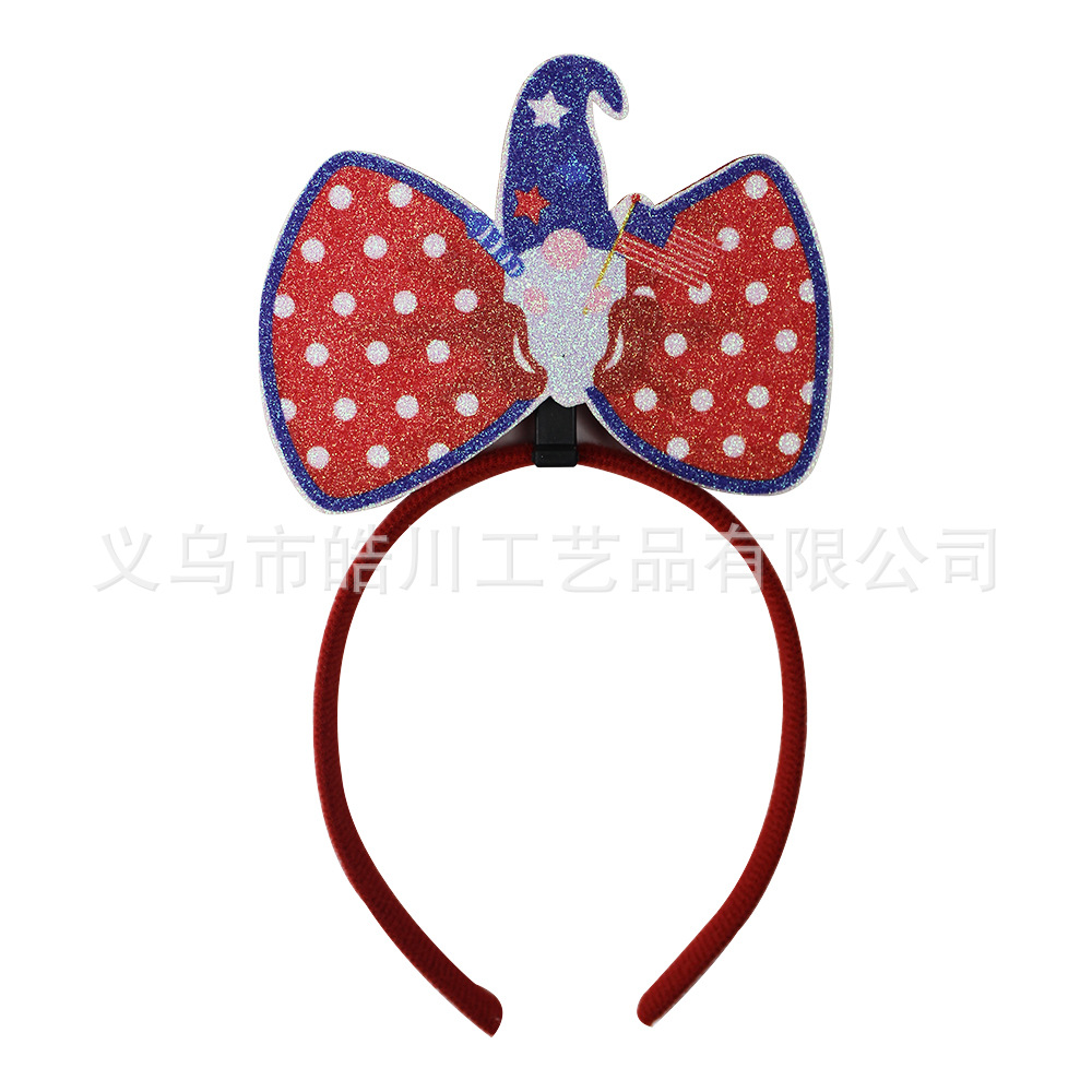 Barnhårpinnar Sparkling American Independence Day Hair Hoops Swallowtail Headwear National Day Gift Kids Hair Accessories