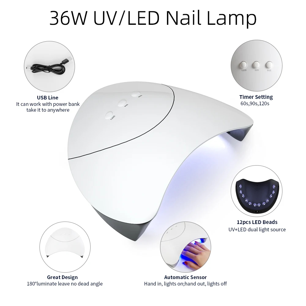 Torkar nageluppsättning gel nagellack med 36W UV LED -torklampa Semi permanent byggnadsförlängning gel poly nagelgel set nagelkonstverktygssats
