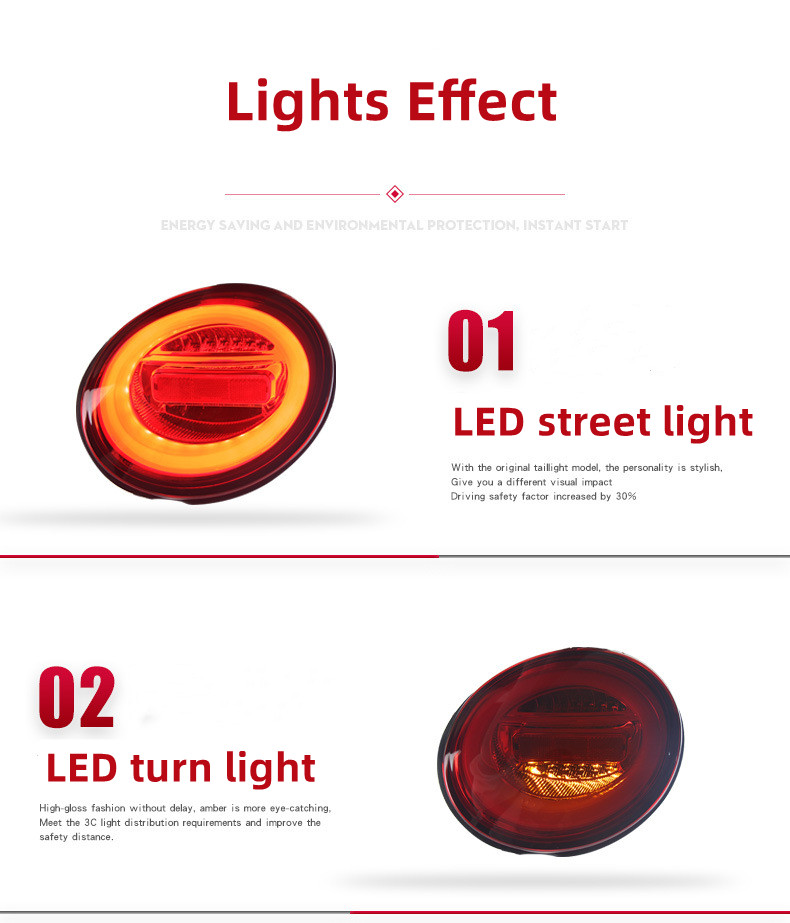 Feu arrière de voiture pour VW Beetle 1998 – 2005, ensemble de feux arrière LED, feu de freinage arrière, antibrouillard, feu de jour DRL