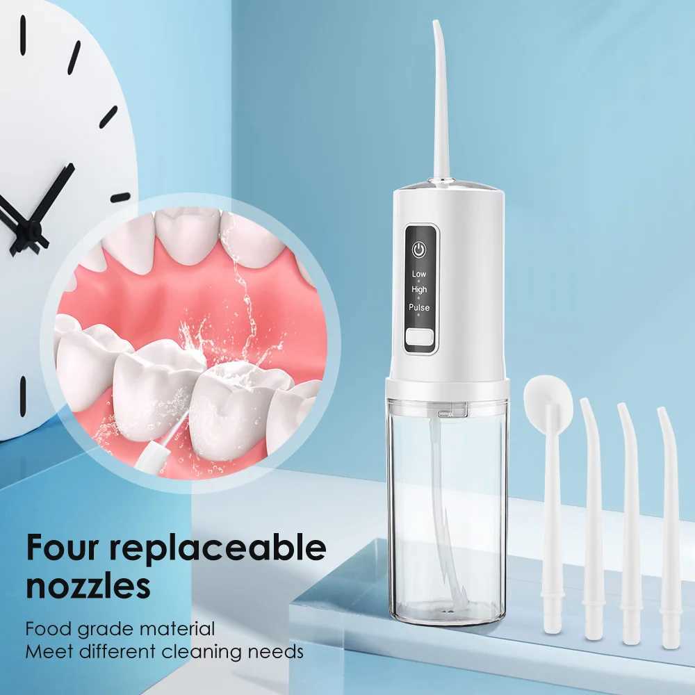 Oral Irrigators 220 ml machine de ponçage d'eau irrigateur oral dentaire nettoyeur de dents sonique portable blanchiment des dents jet d'eau outil dentaire hygiène buccale J240318