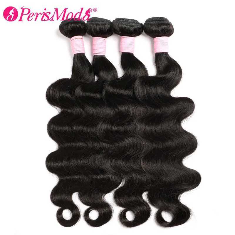 Synthetische pruiken PerisModa Body Wave Bundels Echt haar Braziliaans Weven Natuurlijk Zwart 3 4 Bundels Aanbieding Onbehandeld haar 30 inch Ruw haar 240329