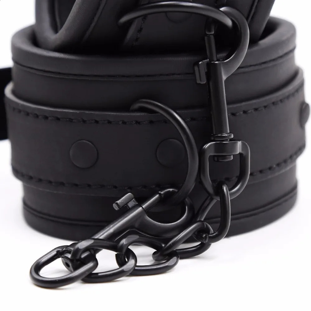 Thierry PU Cuir SM Produits Poignets Poignets Poignets De Cheville Collier De Cou Ensemble BDSM Bondage Sex Toys Menottes Cosplay Accessoires 240312