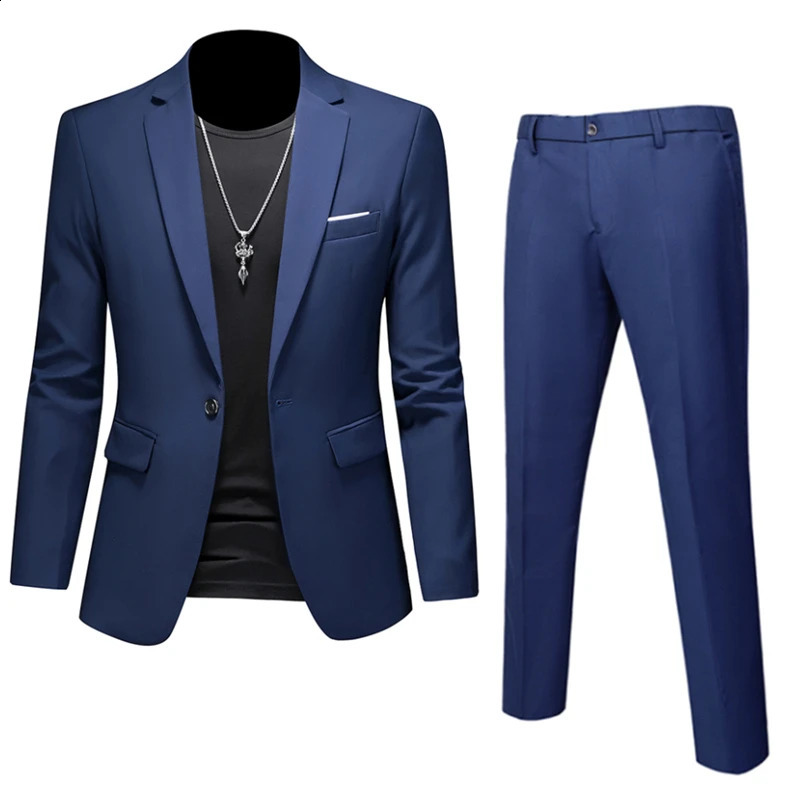 Plus storlek 6xl 5xl Mens Suit CoatPants/Business Fashion Office Dress/Slim Fit High Quality Groom Wedding Dress Suit Set240318