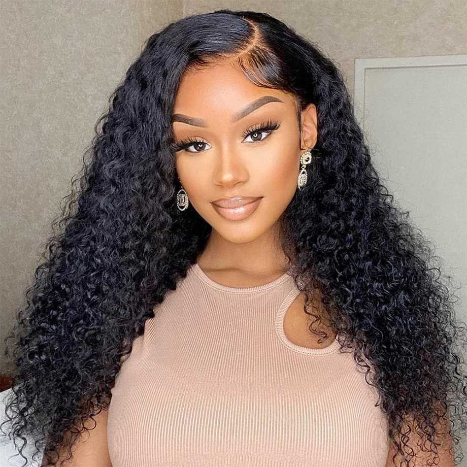 Synthetic Wigs Kinky Curly 13x4 Lace Front Human Hair Wigs For Women Indian Deep Curly HD Lace Frontal Wig Water Wet And Wavy Lace Closure Wigs 240328 240327