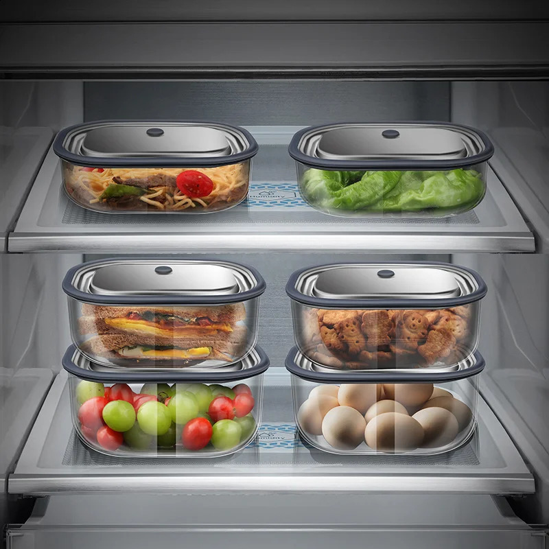 Lunchbox aus lebensmittelechtem Borosilikatglas, Mikrowellenherd-Isolierung, Bento-Box, versiegelte Obstbox, Silikon-Pad, quadratische Lunchbox 240304
