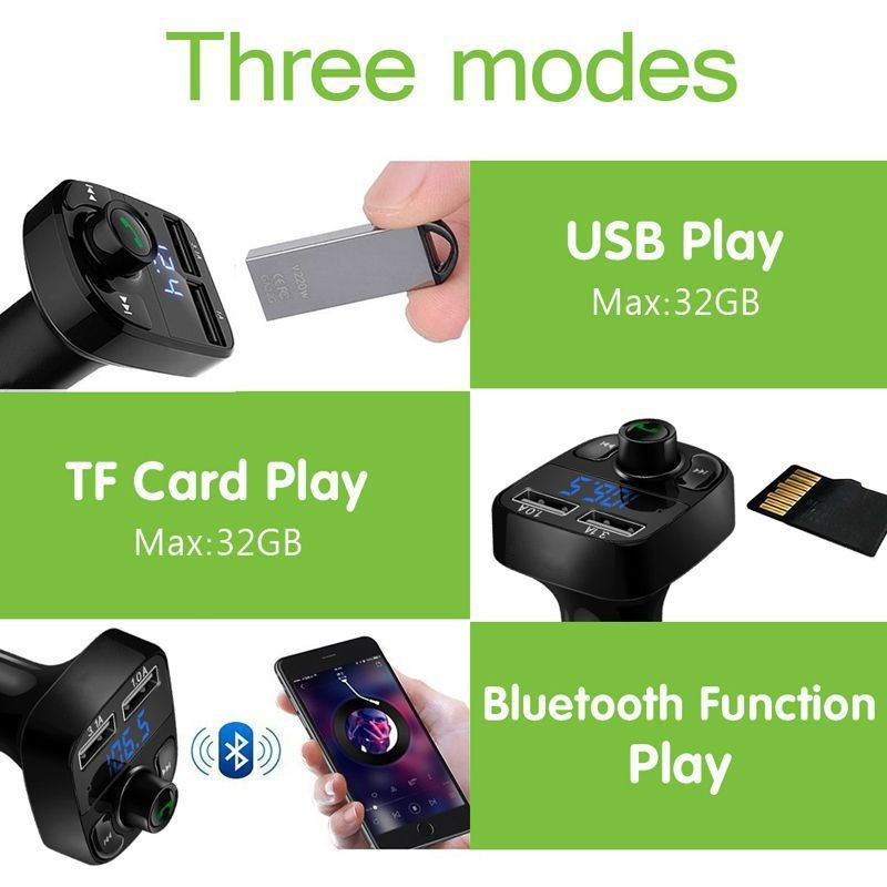 X8 FM Wireless Transmitter Aux Modurator Bluetoothハンドフリーキットカーオーディオ3.1Aファスト電話充電器デュアルUSB充電器付きDual USB充電器