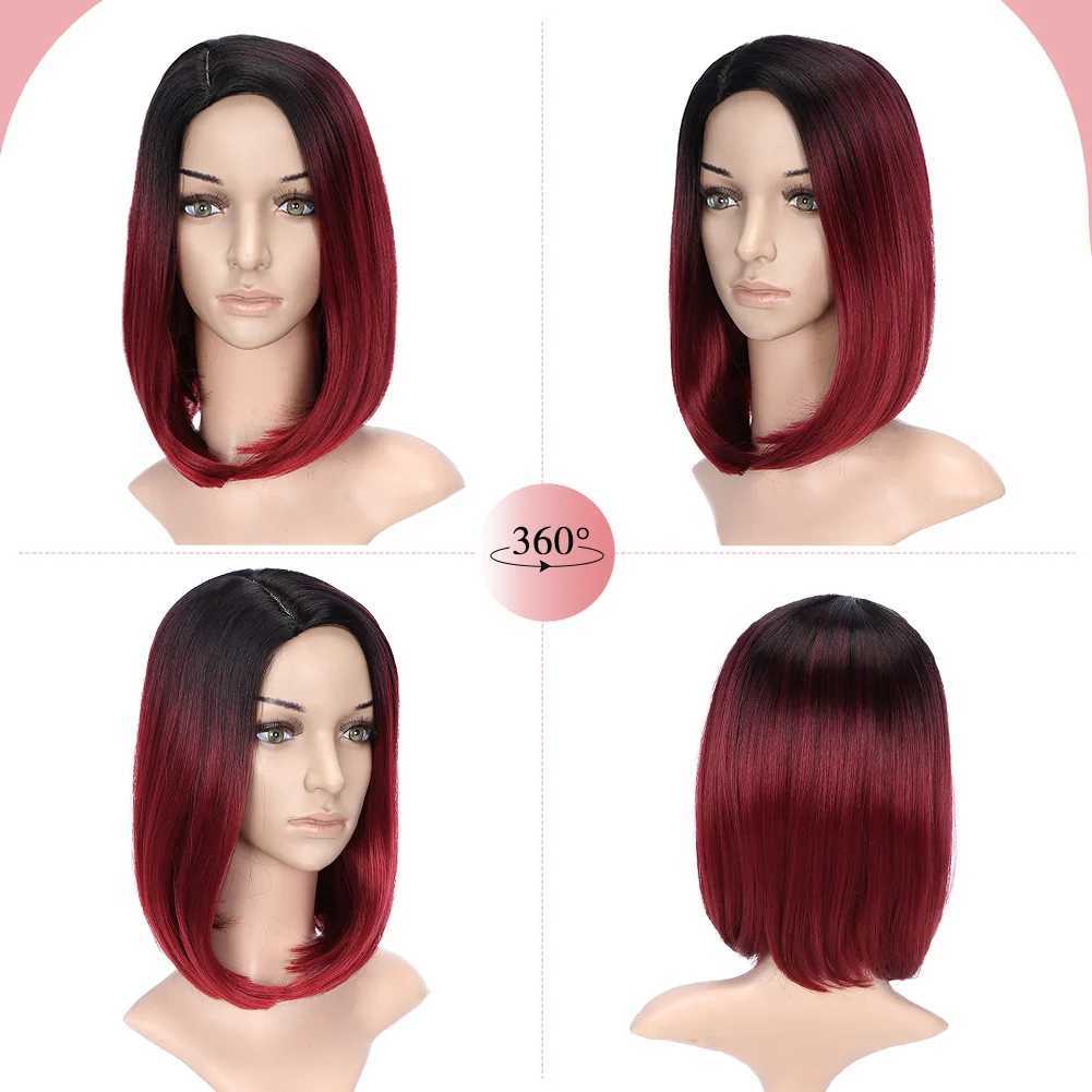 Synthetic Wigs Cosplay Wigs Short Wigs Straight Bob Wigs For Women Synthetic Hair Black Wig Red Blue Glueless Wig Heat Resistant Fiber Cosplay Wig Daily Use 240318