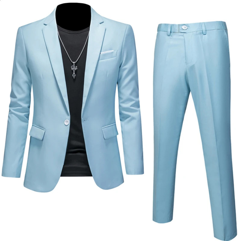 Plus Size 6XL 5XL Mens Suit CoatPants/Business Fashion Office Dress/Slim Fit High Quality Groom Wedding Dress Suit Set240318