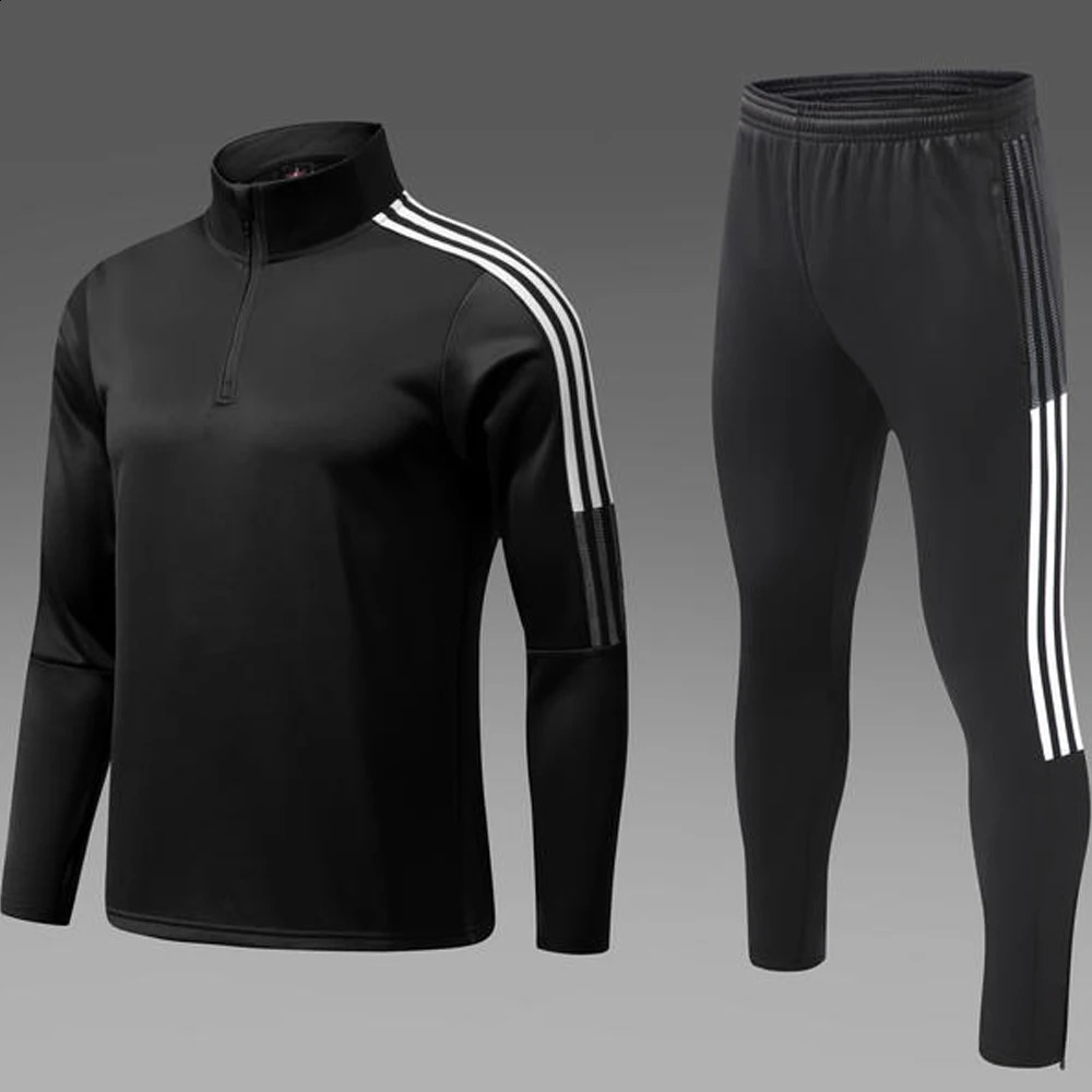2023 футбольный спортивный костюм на молнии с половиной молнии, футбольная куртка для детей и мужчин, тренировочные костюмы с длинными рукавами для взрослых 240306