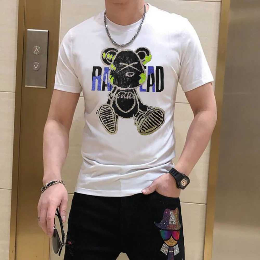 T-shirt da uomo 2023 Estate Moda europea e americana Vendita calda Diamond Stone Style Girocollo T-shirt Street T-shirt tshirt087 J240316