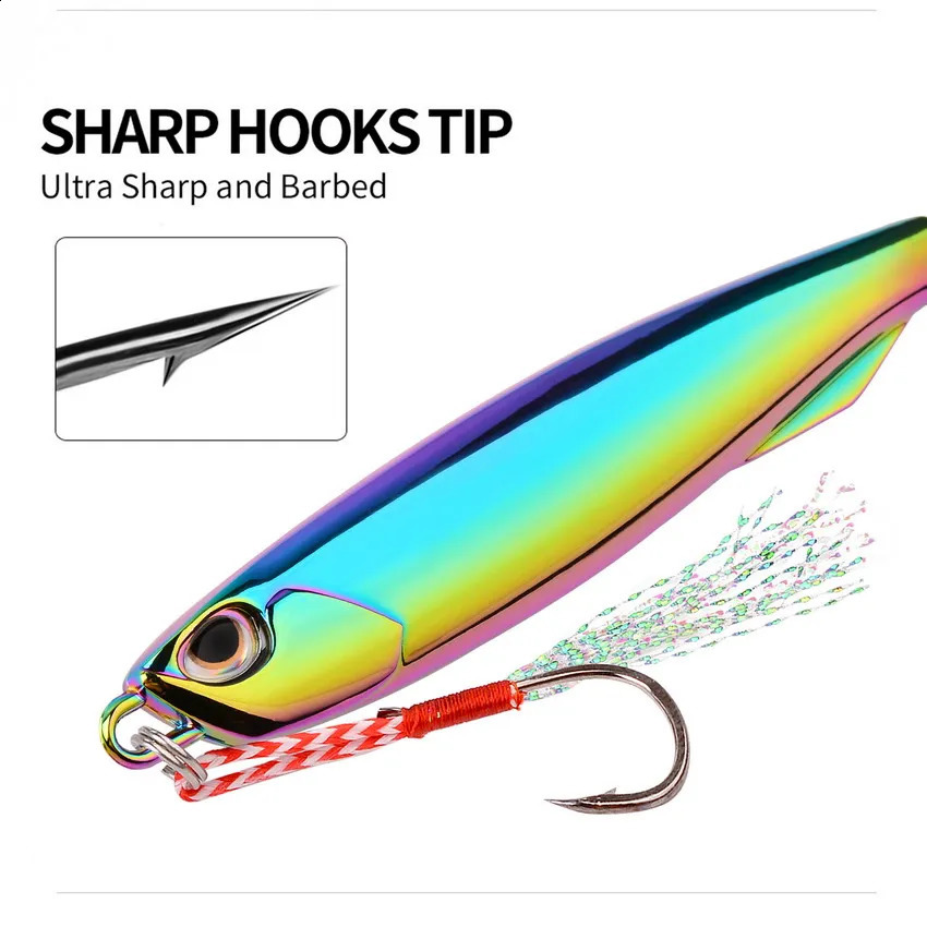 lot metal döküm jig kaşık 60g 40g 30g lures kanca döküm ile set balık deniz bas balık avı yapay yem 240313