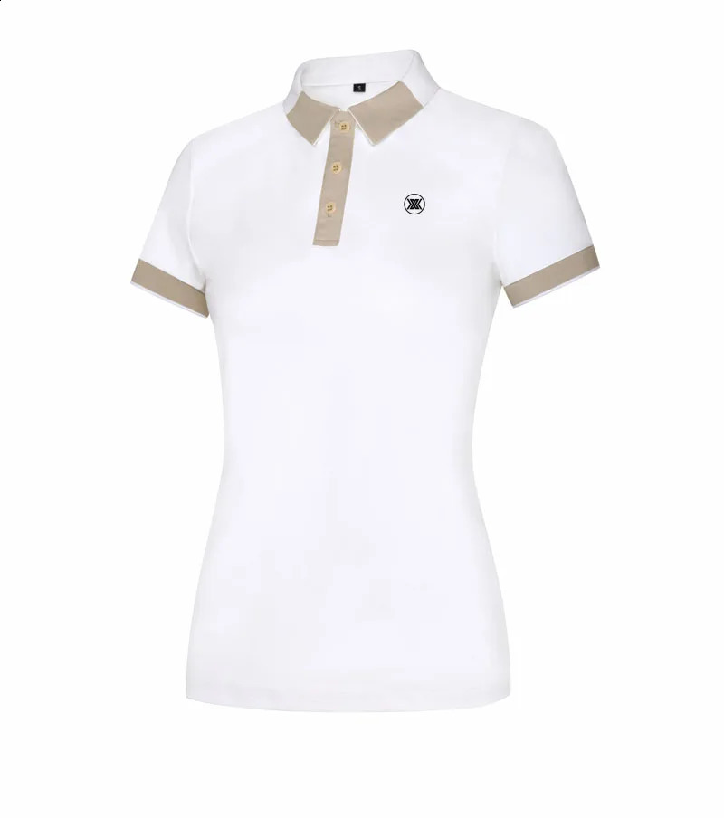2024 Golfskjorta Kvinnor Kortärmad Lapel Polo Shirt Elastisk andningsbar tenniskläder Damer Högkvalitativ T-shirt Golfkläder 240329