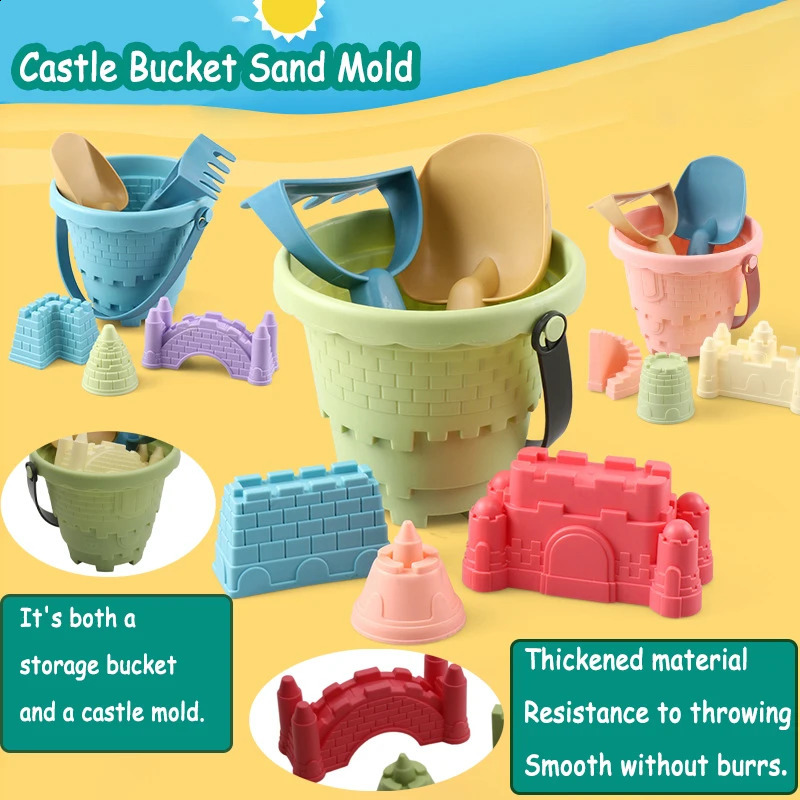 Strandleksaker för barn Castle Sand Bucket Digging Scoop Toy Baby Sandbox Set Play Molde Tools Outdoor Games Kid 240304