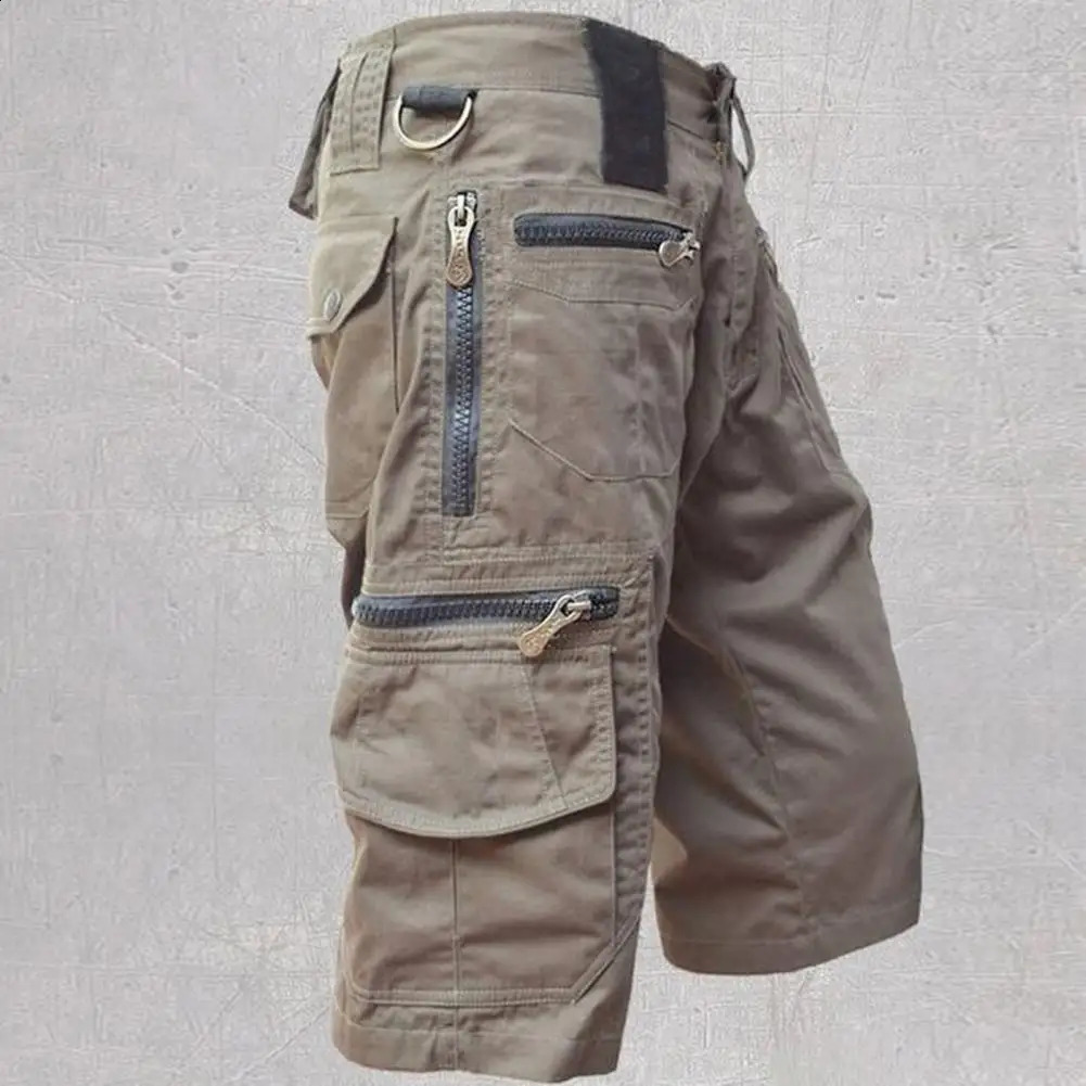 Military Cargo Shorts Men Tactical Joggers Shorts Solid Color Multi Pockets Summer Relaxed Fit Straight Cargo Shorts Streetwear 240312