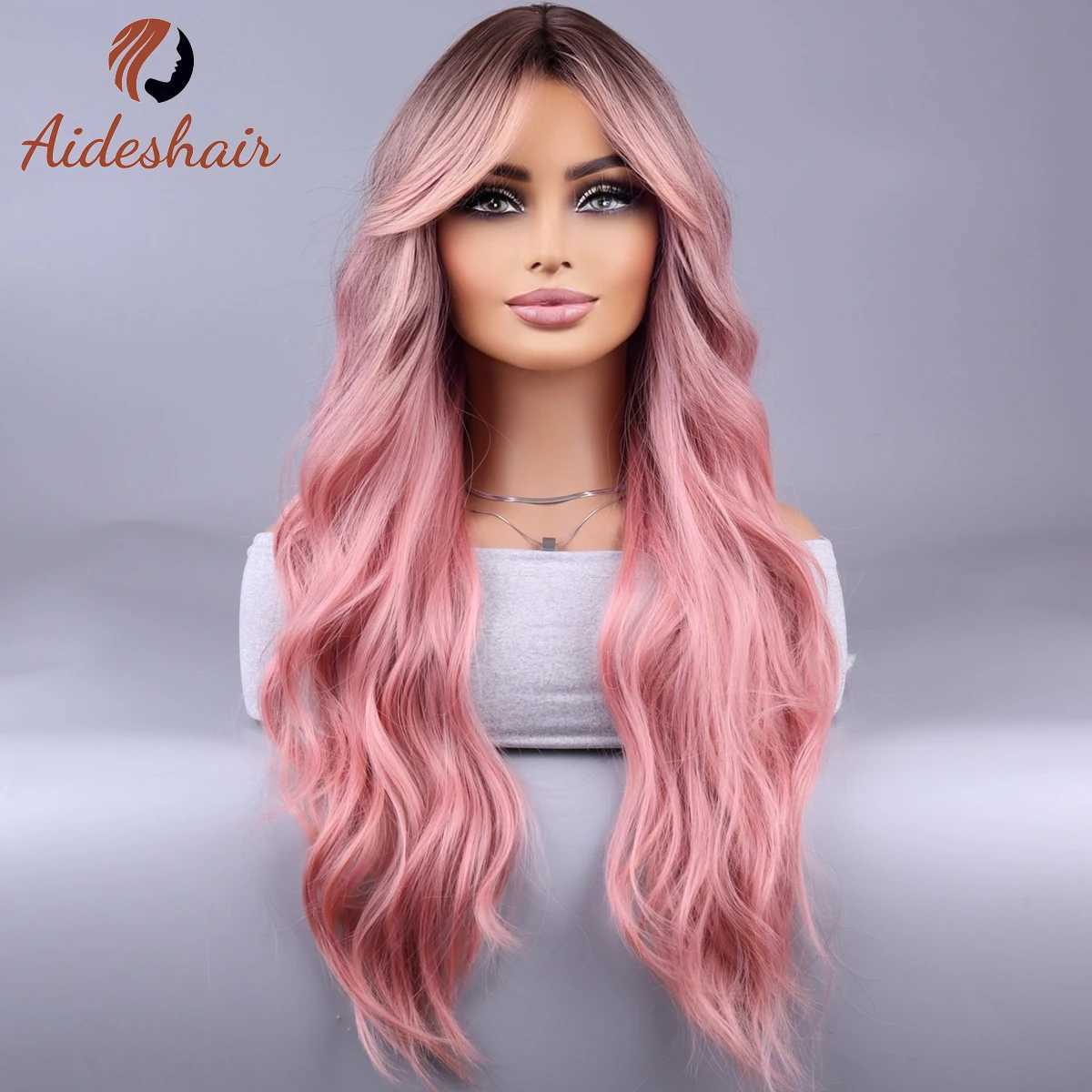 Synthetic Wigs New natural medium gradient senior large wave long curly hair chemical fiber head set European and American wig woman 240328 240327