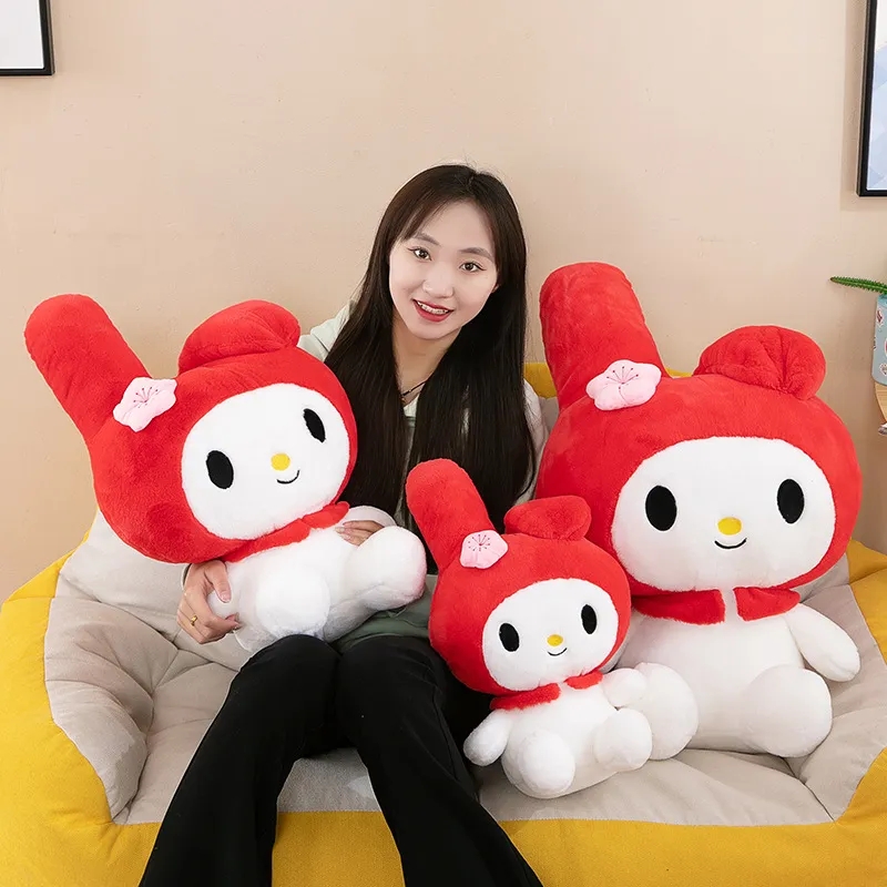 Wholesale cute red hat rabbit plush toys children's games playmates holiday gifts room decoration claw machine prizes kid birthday christmas gifts