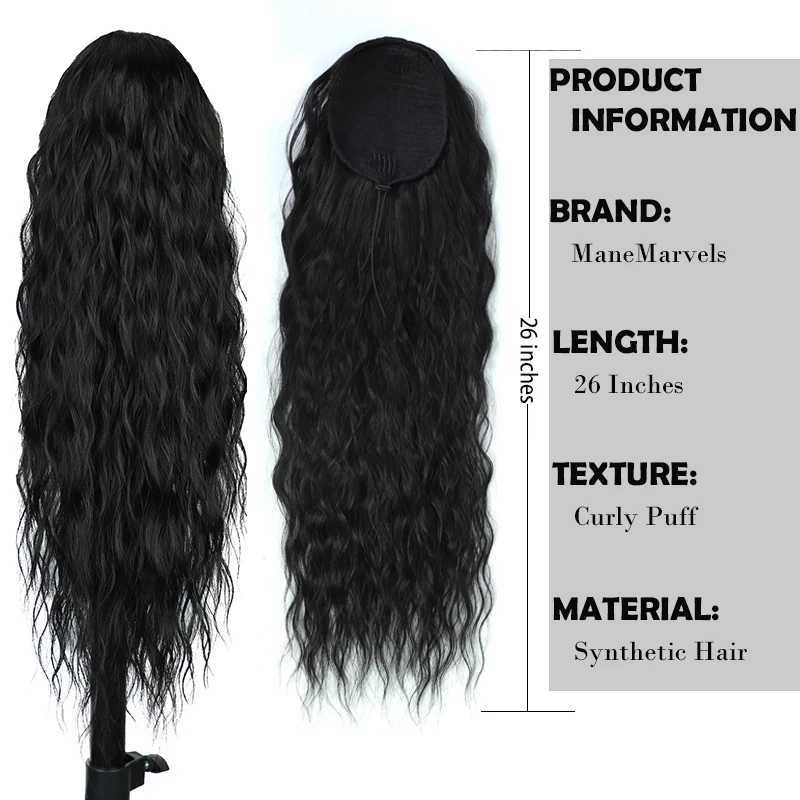 Synthetic Wigs Long Clip In Ponytail Water Wave Drawstring Ponytail Natural Hair for Women Synthetic Fake Pony Tail Hair Pieces 240329