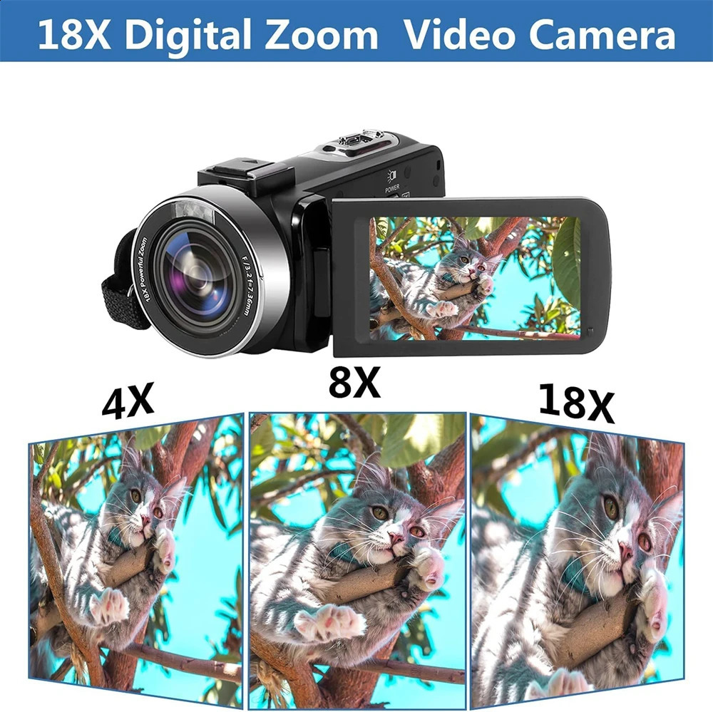 Professioneller 4K-Camcorder für Youtube, Tiktok und Vlog-Streaming mit 16-fachem Digitalzoom, WLAN-Infrarot-Nachtsicht-Videokameras 240306