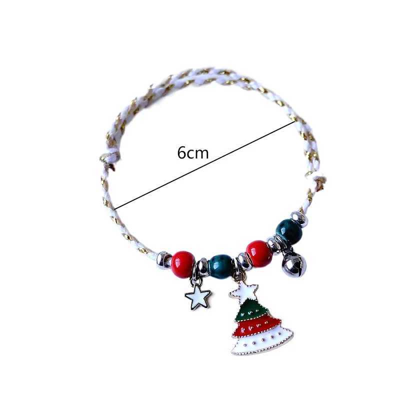 Keten Nieuwe Kerstcadeau Bedelarmband Nieuwjaar Armband Sieraden Kerstman Kerstboom Elanden Hanger Armbanden Voor Vrouwen Xmas GiftL24