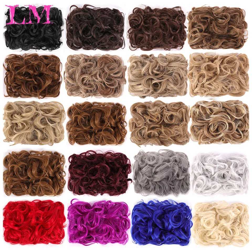 Perruques synthétiques LiangMo Mariée Désordre Gros Chignon Bouclé Chignon avec Clips De Peigne En Queue De Cheveux Couverture Queue De Cheval Synthétique Naturel Faux Cheveux 240329