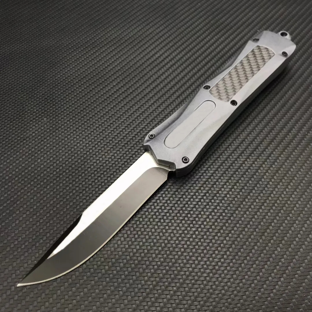 Micro S/E Automatic Knife 440C Blade Zinc alloy inlaid carbon fiber Handle Pocket Knives Camping Outdoor Self-defense actical Combat EDC Tool