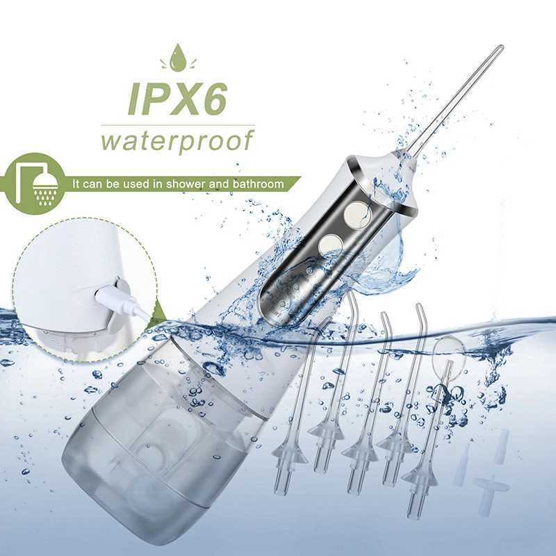 Irrigadores bucales Irrigador bucal Fregadero de carga USB Fregadero dental portátil Tanque de agua de 350 ML Limpiador de dientes impermeable J0318