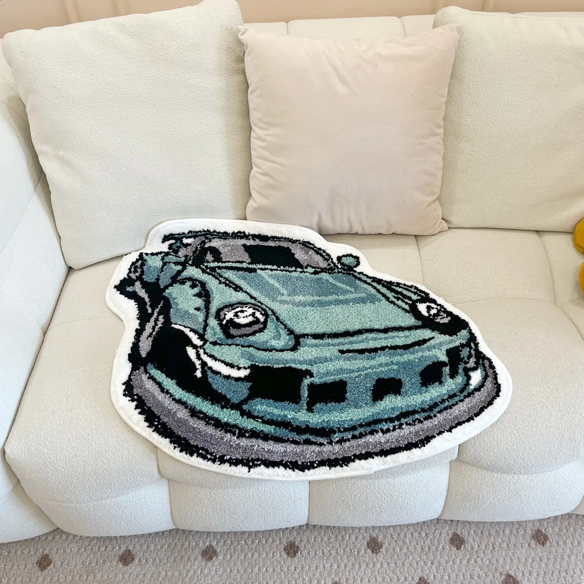 Entuzjasta wyścigowego samochodu wyścigowego w kształcie dywanu w kształcie dywanów miękki kępki ankroformatowy sofa sofa mata dywan Wejście Doormaty Chłonne 240315