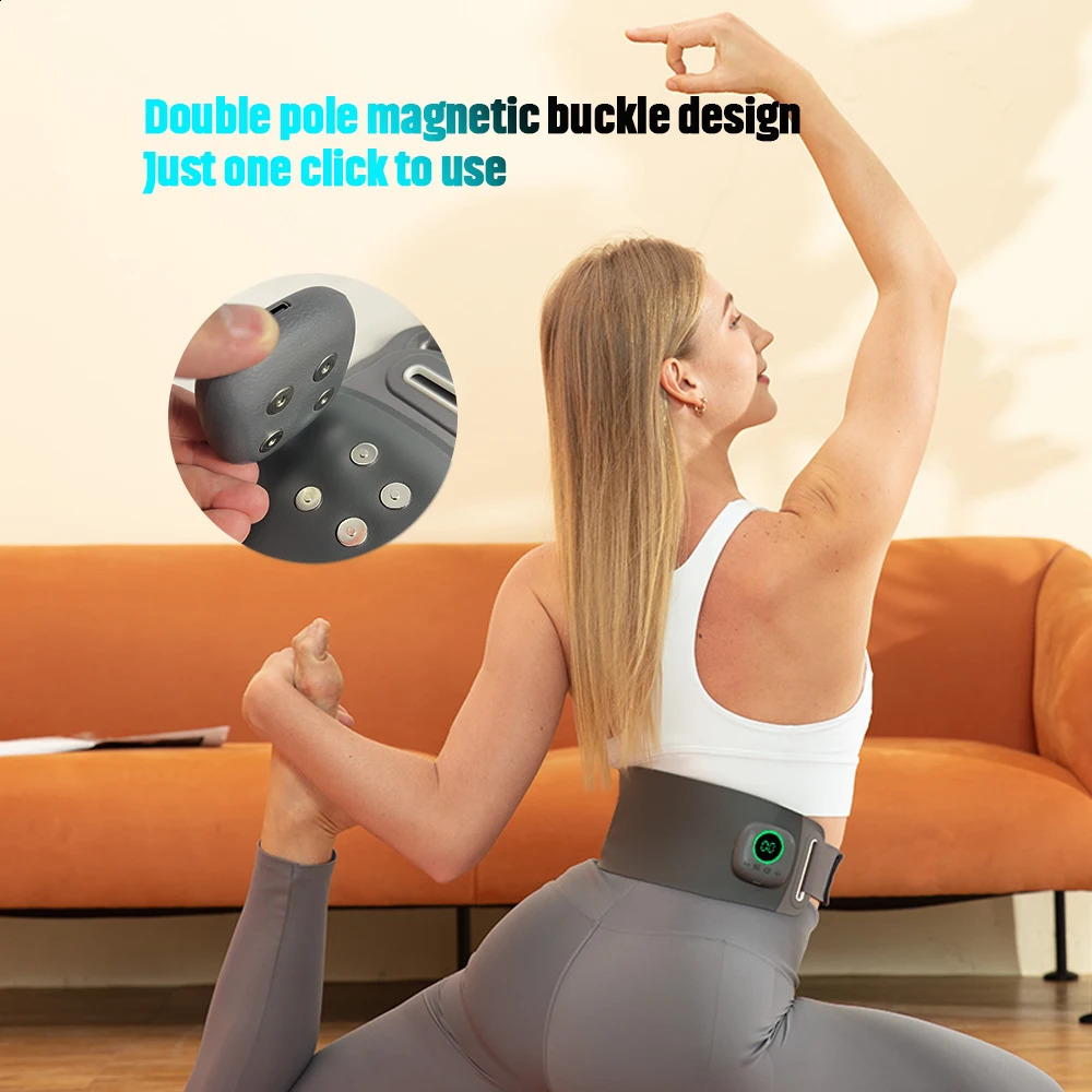 Heating EMS Muscle Stimulator Abdominal Body Massage Slimming Belt Electric Smart Toner ABS Trainer Waist Weight Loss Fitness 240314