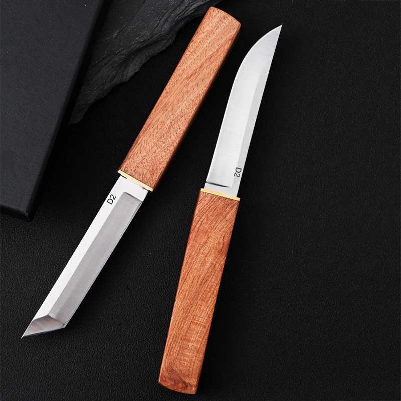 Taktiska knivar Dubbel Blade Knife Utility Knife With Wood Handle Camping Knife Outdoors Barbecue Fishing Knife Meat Clever Butcher Knifel2403