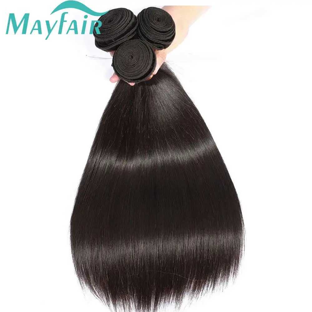 Synthetic Wigs Mayfair Brazilian Hair Bundles Straight Human Hair Weave Bundles Remy Hair Natural Black 8-32 Inches 1/3/12A 240329