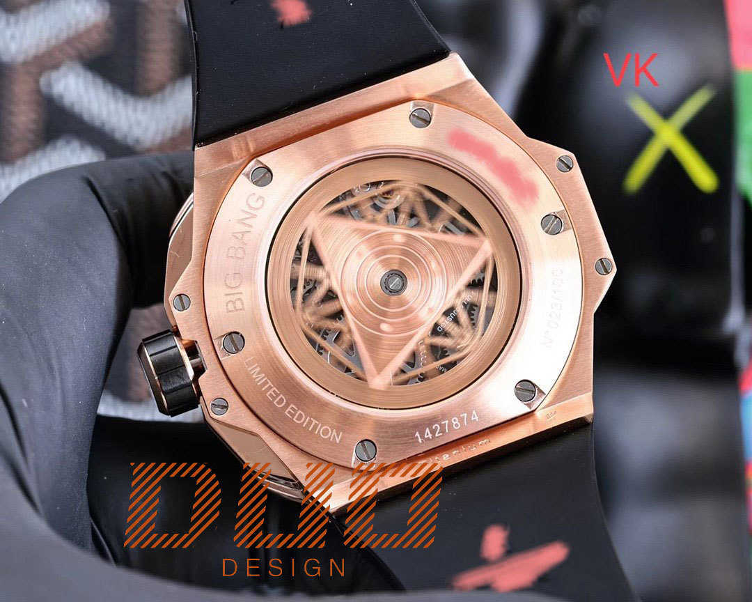 Orologio di marca di lusso Originale Passa il test del diamante moissanite VVS 45mm Automatico in oro rosa da uomo Orologi orologio da polso di design Orologio meccanico hip hop di alta qualità