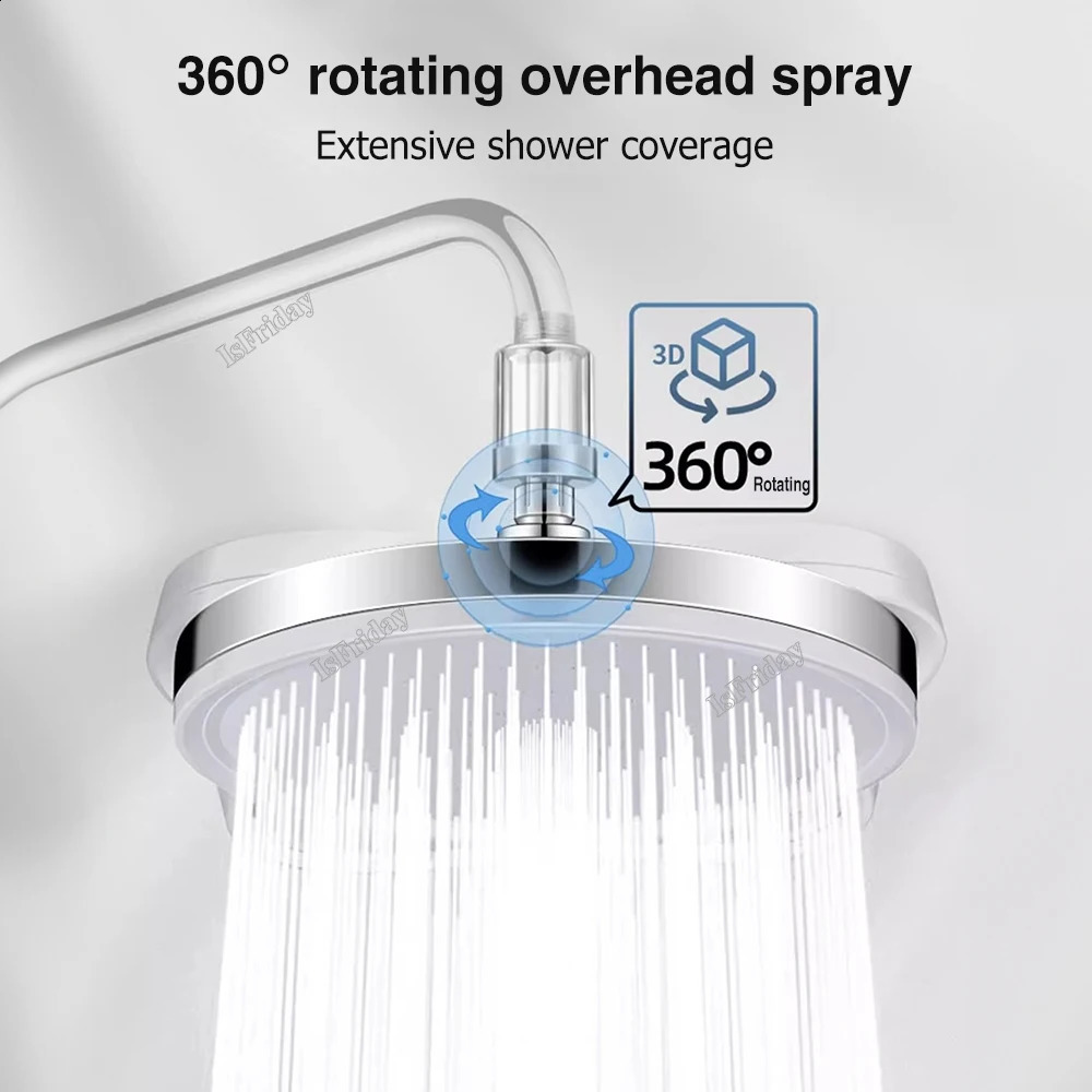 Rainfall Shower Head High Pressure Rain Booster Showerhead 6Modes Justerbar vattenbesparande kran Kanstillbehör 240314