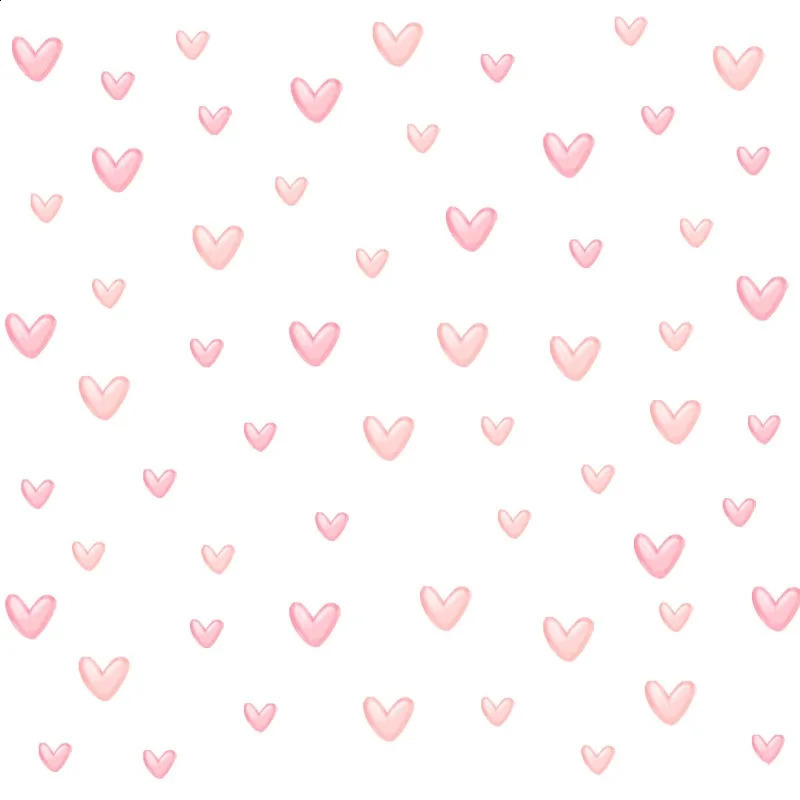 Autocollants muraux en forme de cœur rose, 1 feuille, grands et petits cœurs, sparadrap artistiques pour enfants, décor de papier peint pour chambre de bébé fille, 240306