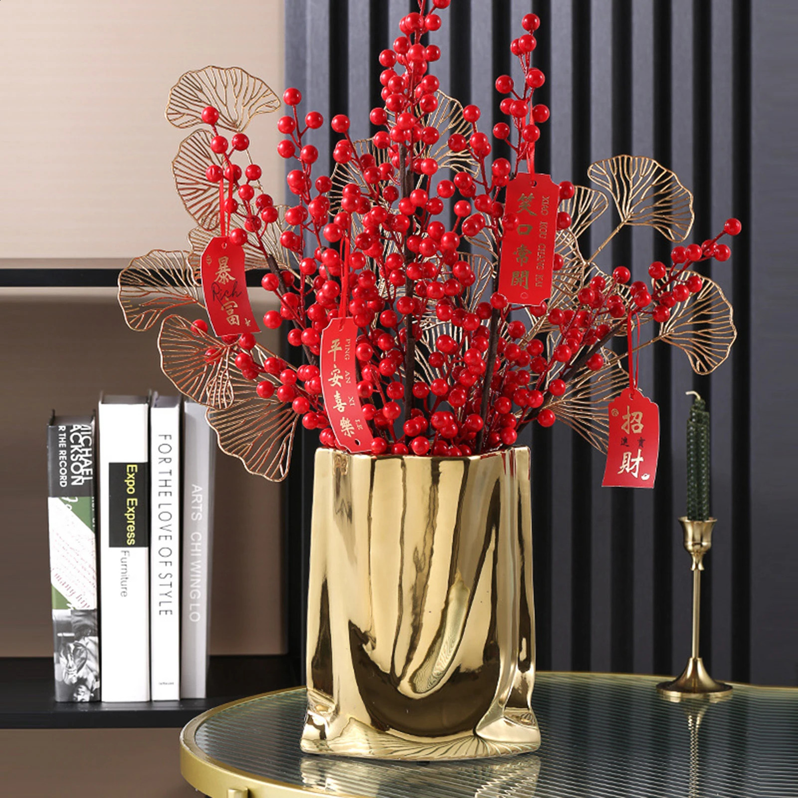 Keramisk blomma vas stor kapacitet guld silver mittstycke vaser för fest hem sovrum matbord dekor 240311