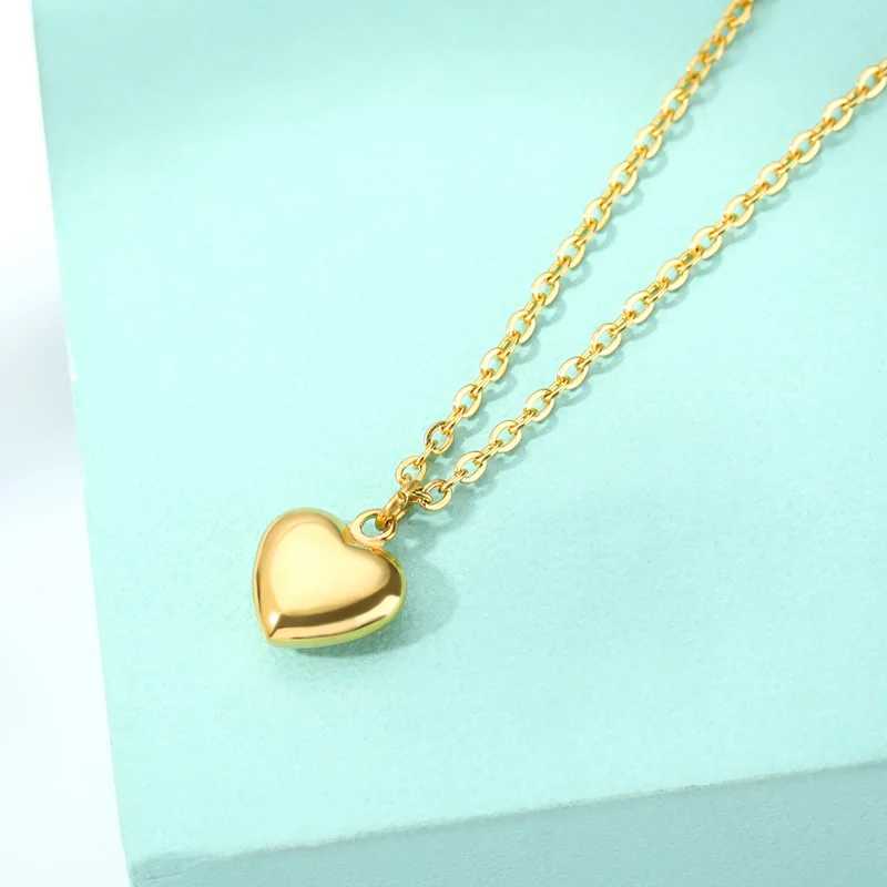 Pendant Necklaces Fashion Necklaces 2022 Woman Stainless Steel Love Heart Pendant Necklaces Virgin Girls Jewelry Rose Gold Color Chain LinkL24