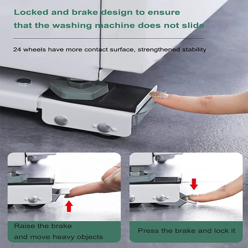 Soporte para lavadora, refrigerador ajustable móvil, Base elevada, rodillo móvil, soporte Universal, soporte para polea secadora de ruedas 240307