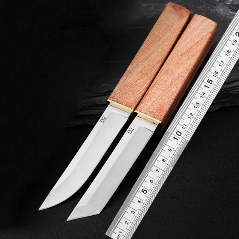 Taktiska knivar Dubbel Blade Knife Utility Knife With Wood Handle Camping Knife Outdoors Barbecue Fishing Knife Meat Clever Butcher Knifel2403