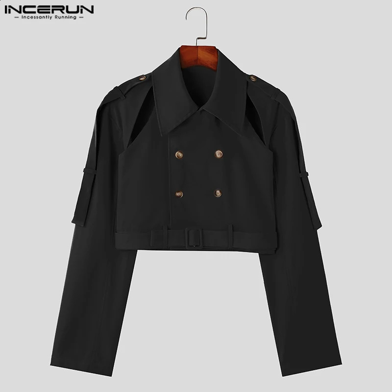 INCERUN Tops American Style Fashionable Mens Personality Hollow Suit Leisure Male multi button long sleeved suit coat S-5XL 240329