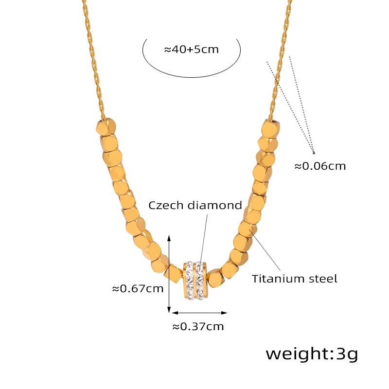 Nieuwe lichte luxe niche-sieraden geometrisch ontwerp gevoel cirkelvormige inzet zirkoon hanger titanium stalen vergulde suikerketting